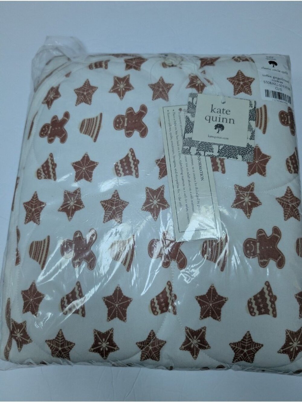 Kate Quinn Organic Cotton Circle Quilt Toffee Gingerbread Cookies Baby Blanket